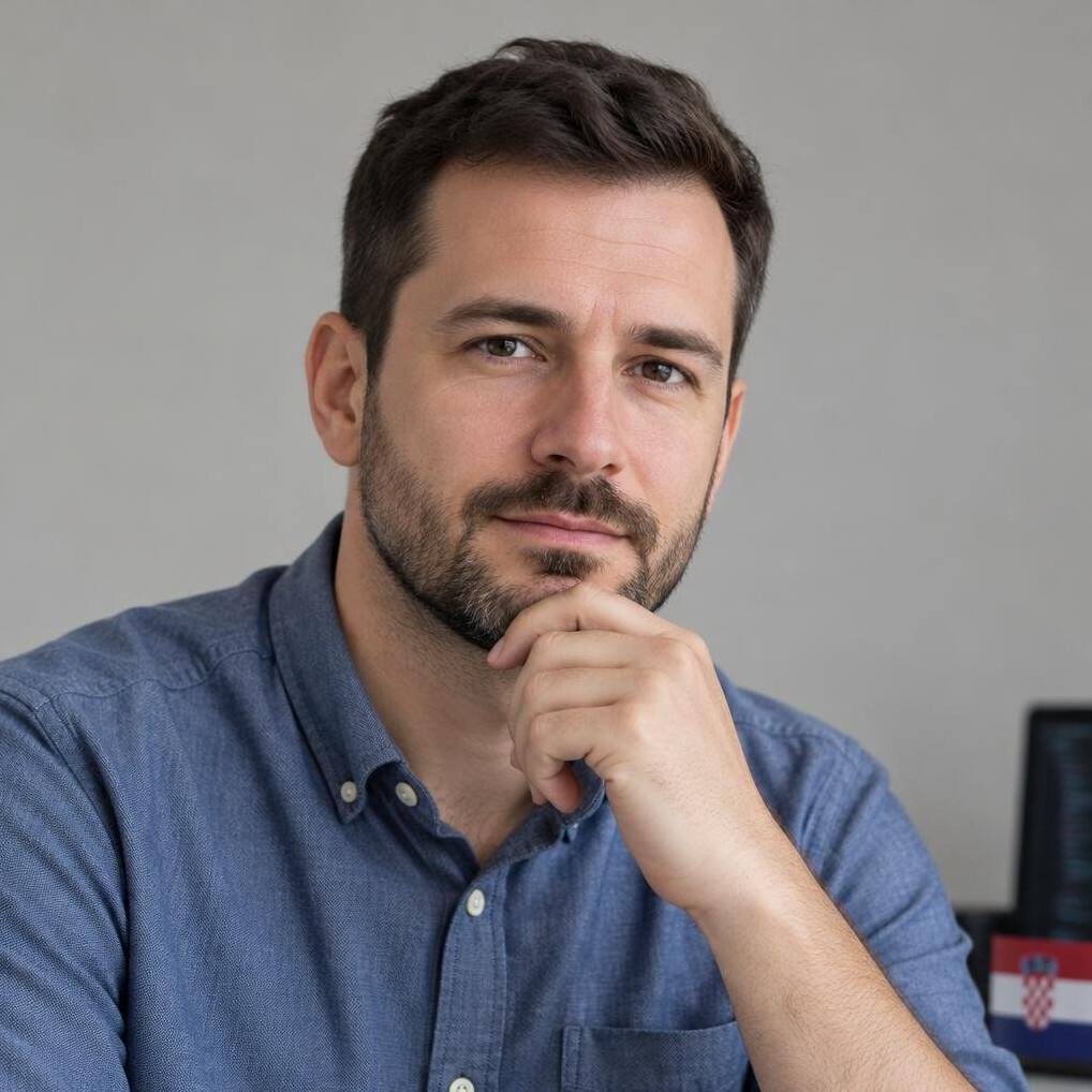 Portrait of a man with a short beard looking at the camera