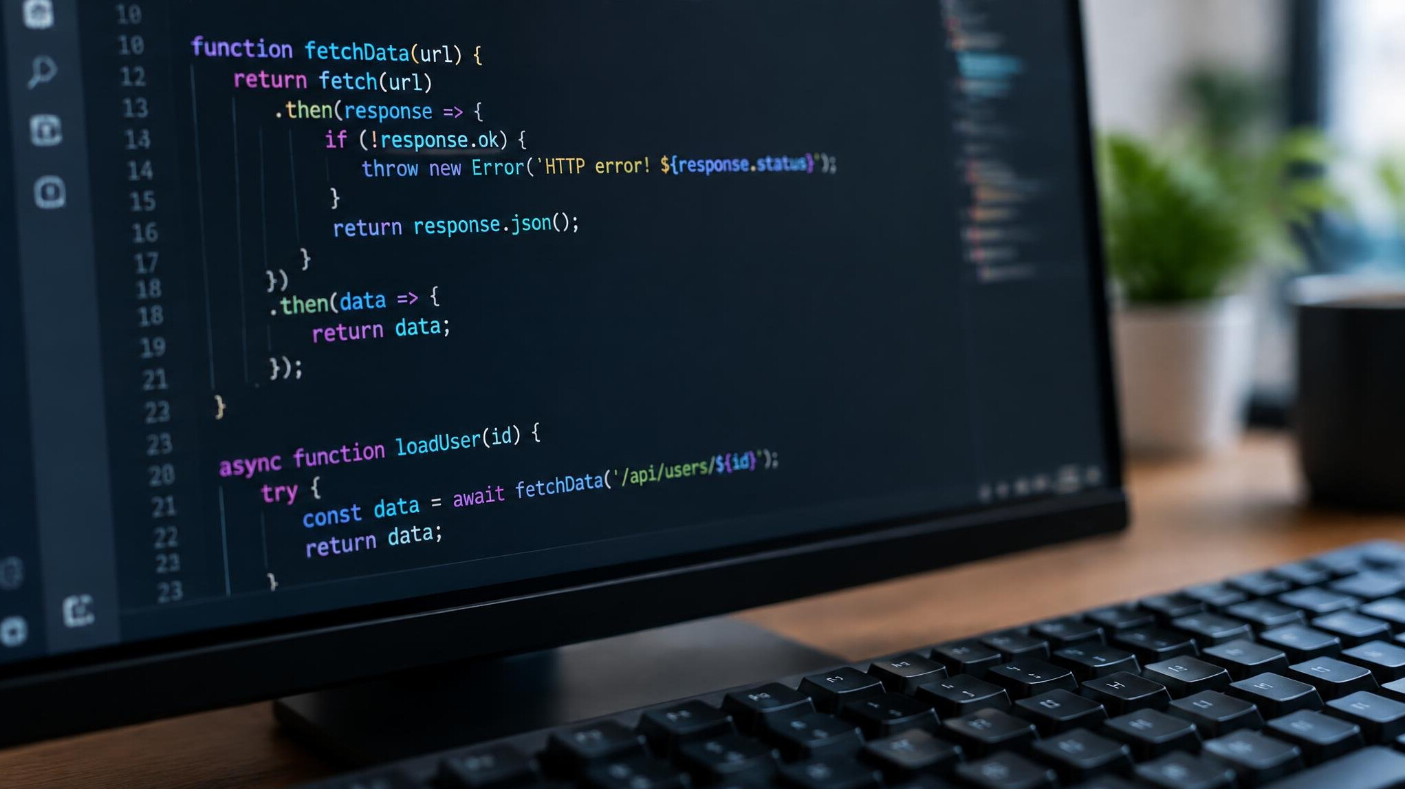 Close-up of a monitor displaying program code